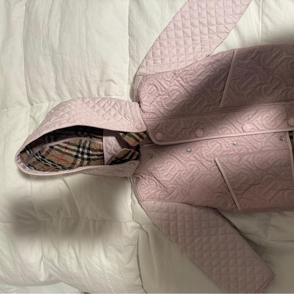 Burberry Pink Quilted Kids Raincoat - Picture 8 of 8